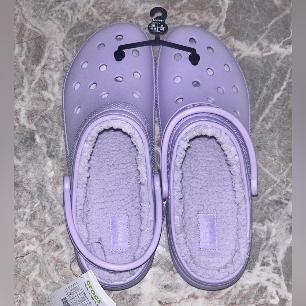 Purple Crocs Unisex-Adult Classic Fleece Lined Clog